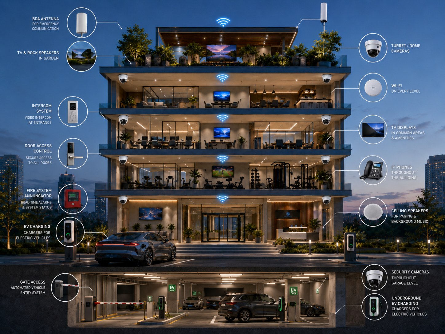 Commercial smart building system cutaway